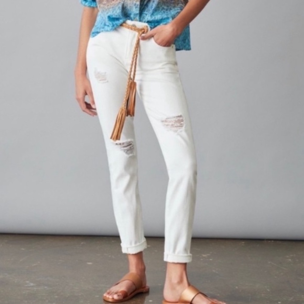 Anthropologie Pilcro And The Letterpress Slim Boyfriend Jeans White